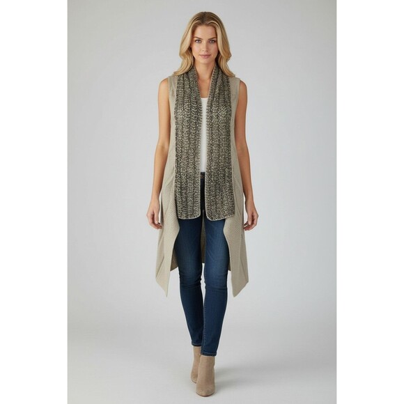 Alice + Olivia BOHO Artsy Vest sz S Sequin Beaded Asymmetric Glam Chic Layering - Picture 1 of 15